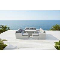 11-Seater Rattan Garden Sofa Set with Adjustable Table