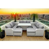 11-Seater Rattan Garden Sofa Set with Lifting Table