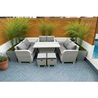 8-Seater PE Rattan Garden Sofa Set with Weather-Resistant Lifting Table