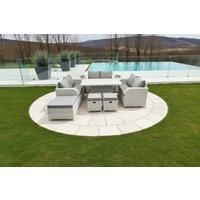 9-Seater PE Rattan Garden Sofa Set with Adjustable Lifting Table
