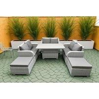 8-Seater Rattan Garden Sofa Set With Lifting Table & Stools