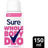 Sure Women Wild Rose Whole Body Deodorant Spray 150Ml - 3 Pack