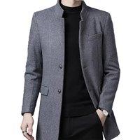 Navy Men's Slim Fit Mid-Length Trench Coat - Classic Cotton-Blend Longline Jacket, 6 Sizes, 4 Colours