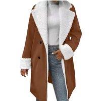Green Women's Double Breasted Shearling Parka Jacket - Thermal-Lined, Classic Fit, Faux Shearling, 4 Colours, 8 Sizes