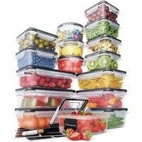 18-Piece Airtight Food Storage Container Set - Stackable, Leakproof BPA-Free Plastic, Space-Saving Meal Prep Boxes