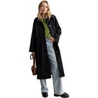 Black Sezane Longline Windproof Polo Collar Trench Coat - Lightweight Women's Jacket, Polyester Blend, 3 Sizes, 4 Colours