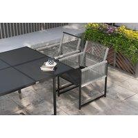 5-Piece Foldable Metal Garden Dining Set with Tempered Glass Table - Grey