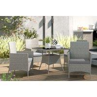 5-Piece Light Grey Rattan Dining Set - Weather-Resistant Outdoor Furniture