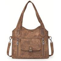 Retro Women'S Tote Bag - Brown, Black, Blue & Khaki