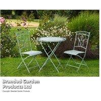 Sage Green Weather-Resistant Foldable Bistro Set - Wrought Iron, 2-Seater