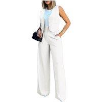 Unisex Black Casual Suit Vest & Wide Leg Pants Set - Perfect Summer Style