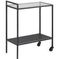 Serving Trolley With Glass Top Black Metal Frame Industrial