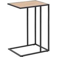 Black Metal Side Table With Oak Ash Top Rectangular Small Accent
