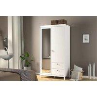 Modern Wardrobe 1 Door Mirror 2 Drawers White Black Bedroom Stora