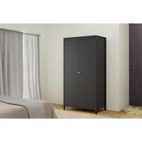 Wardrobe 2 Doors White Black Oak Modern Bedroom Storage Unit