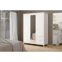 Large Wardrobe 2 Doors 1 Mirror 2 Drawers White Black Bedroom Sto