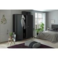 Modern Wardrobe 3 Doors White Black Oak Bedroom Storage Unit