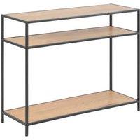 Black Metal Console Table 2 Shelves Oak Ash Hallway Entryway