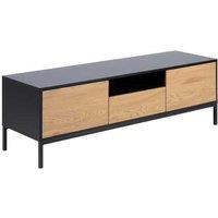 Contemporary Black Oak Tv Stand - Storage Media Unit With 2 Doors & 1 Drawer