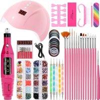 42 Piece Gel Nail Art Set with UV Lamp & Electric Nail File