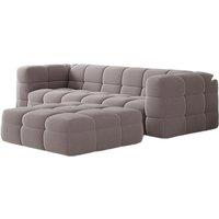 Serenity Taupe Boucle 3-Seater Modern Fabric Sofa & Ottoman Set - Latex Foam, Sturdy Frame, Family Size