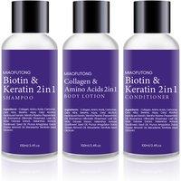 Biotin Shampoo, Conditioner & Body Wash Set with Keratin