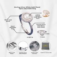 S925 Sterling Silver Fresh Water Pearl & C/Z Halo Open Ring