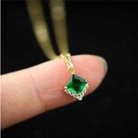 S925 Sterling Silver Emerald Green Gold Pendant Necklace - Adjustable, Hypoallergenic, Statement Jewellery