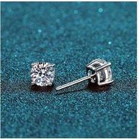 S925 Sterling Silver Moissanite Stud Earrings - Hypoallergenic, 0.5ct Round, Classic Secure Studs