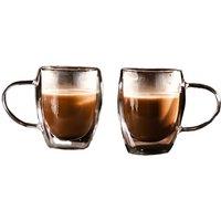 Set Of Two Clear Heat Resistant Double Wall Coffee Glasses!