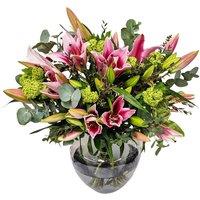 Lilyana Hand-Tied Pink Bouquet - Oriental Lilies