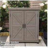 Grey Wooden Garden Storage Cabinet - Weatherproof & Secure