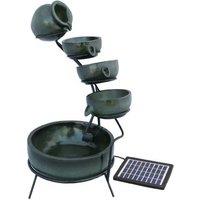4 Tier Spilling Bowls Solar Water Feature - Garden Ornament & Patio Accessory