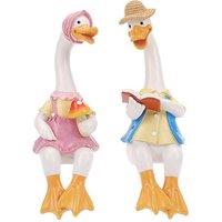 Charming Cartoon Couple Duck Garden Ornament - Resin Decor