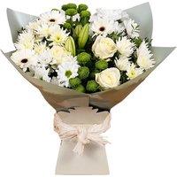Simplicity White Hand-Tied Flower Bouquet - Roses & Lilies