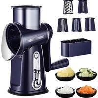 5-in-1 Multi-Function Rotary Vegetable Grater & Slicer with Storage - Compact Kitchen Appliance