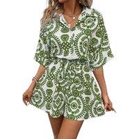 Unisex Green Women'S Printed Floral Summer Playsuit - Breezy & Versatile
