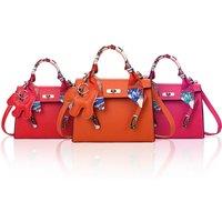 Black Women's Elegant Vegan Leather Satchel Bag - Multi-Size Crossbody Purse with Adjustable Strap
