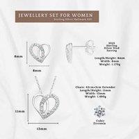 S925 Sterling Silver Heart Pendant Necklace And Stud Earring Set