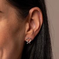 S925 Sterling Silver Cubic Zirconia Heart Stud Earrings