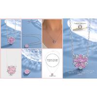 S925 Sterling Silver Daisy Pendant Necklace With Pink Cubic Zirconia - White Gold Plated, Hypoallergenic Chain
