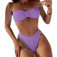 Unisex Brown Women'S 2-Piece Bandeau Bikini Set - Vibrant Summer Style
