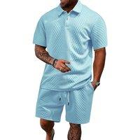 Men's Solid Colour Polo Shirt & Shorts Set - Versatile Summer Wear