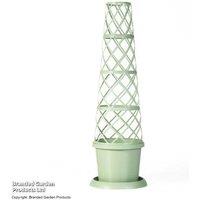 Pistachio Green Tower Pot & Trellis Frame For Climbing Plants - 130Cm