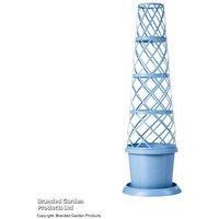 Mayan Blue Climbing Plant Tower Pot With Trellis Frame - Weather-Resistant, 130Cm