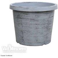 Modern Grey Patio Plant Pot With Saucer - 39Cm, 24L, Weatherproof
