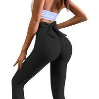 Unisex Women's Blue Breathable Butt-Scrunch Summer Leggings with Bow - Versatile Athleisure