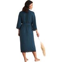 Unisex Teal Breathable Bamboo Lace Chemise & Kimono Robe Set - Lightweight Summer Loungewear, Versatile Sizing, 3 Colours