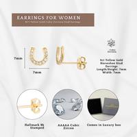 9ct Solid Yellow Gold Horse Shoe Stud Earrings with Hallmark