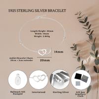 Sterling Silver Intertwined Heart Anklet Bracelet S925 Hallmark